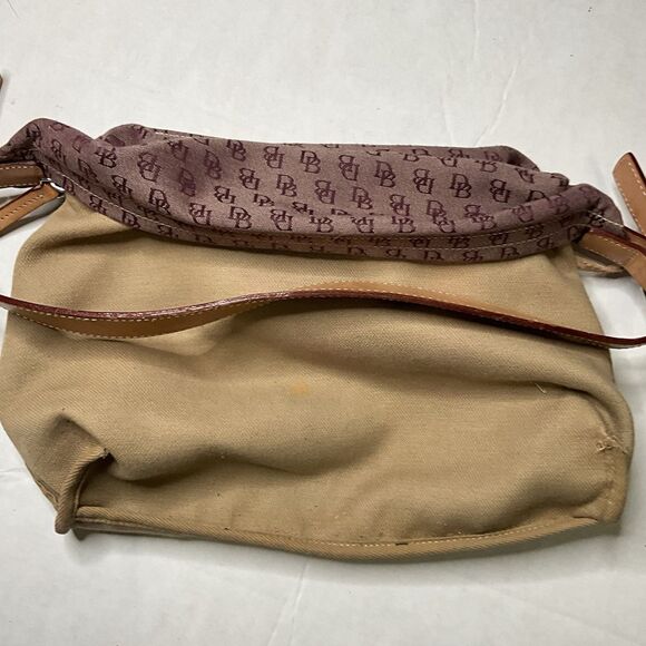 Dooney & Bourke Shoulder Bag Hobo Purse Signature Logo Canvas DB Leather Satchel - Picture 12 of 14